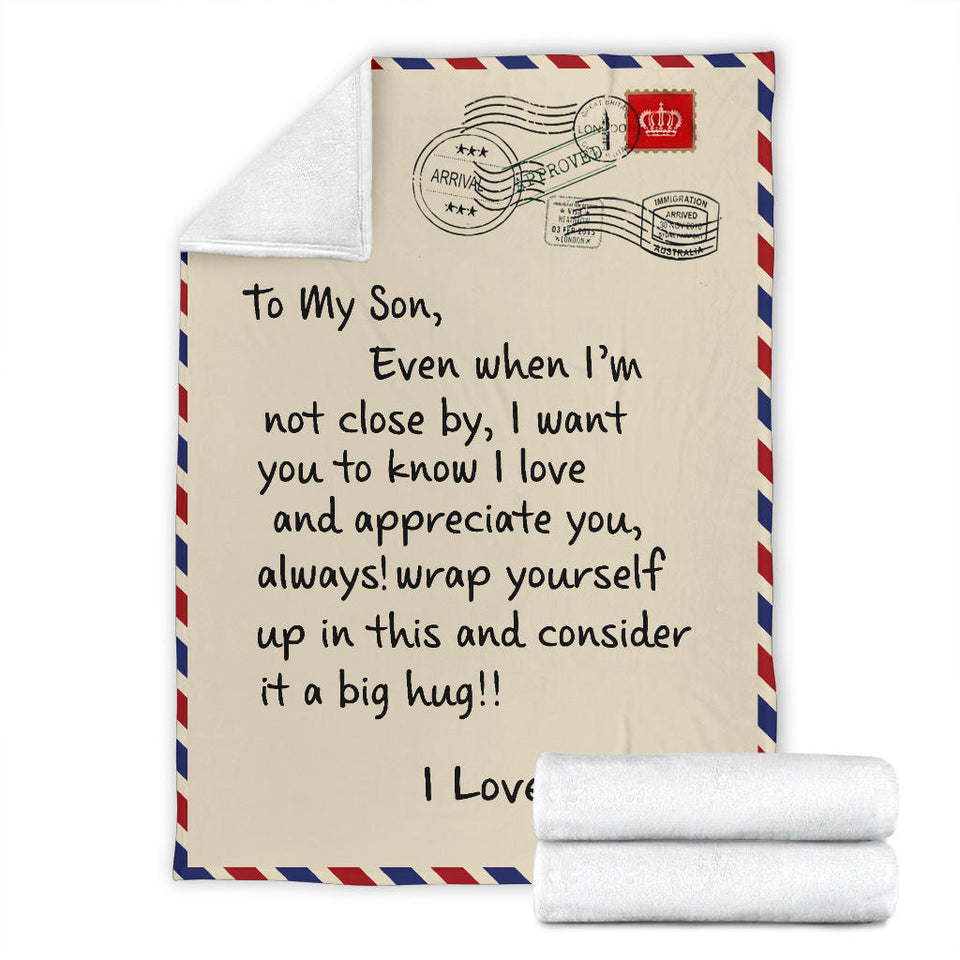 To My Son I Love You Letter Blanket