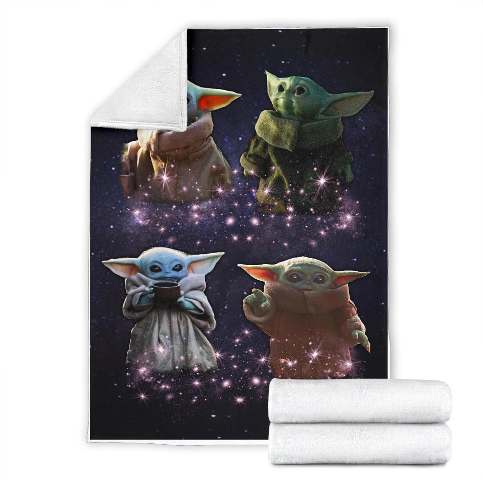 Baby Yoda Blanket, Star Wars Blanket - Cozy Plush Fleece, Sherpa Blanket (White) - PL