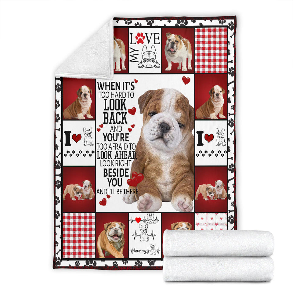 Bull Dog Fleece Throw Blanket Quilt I will always be by your side
