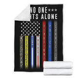 No One Fights Alone First Responders Thin Line American Flag