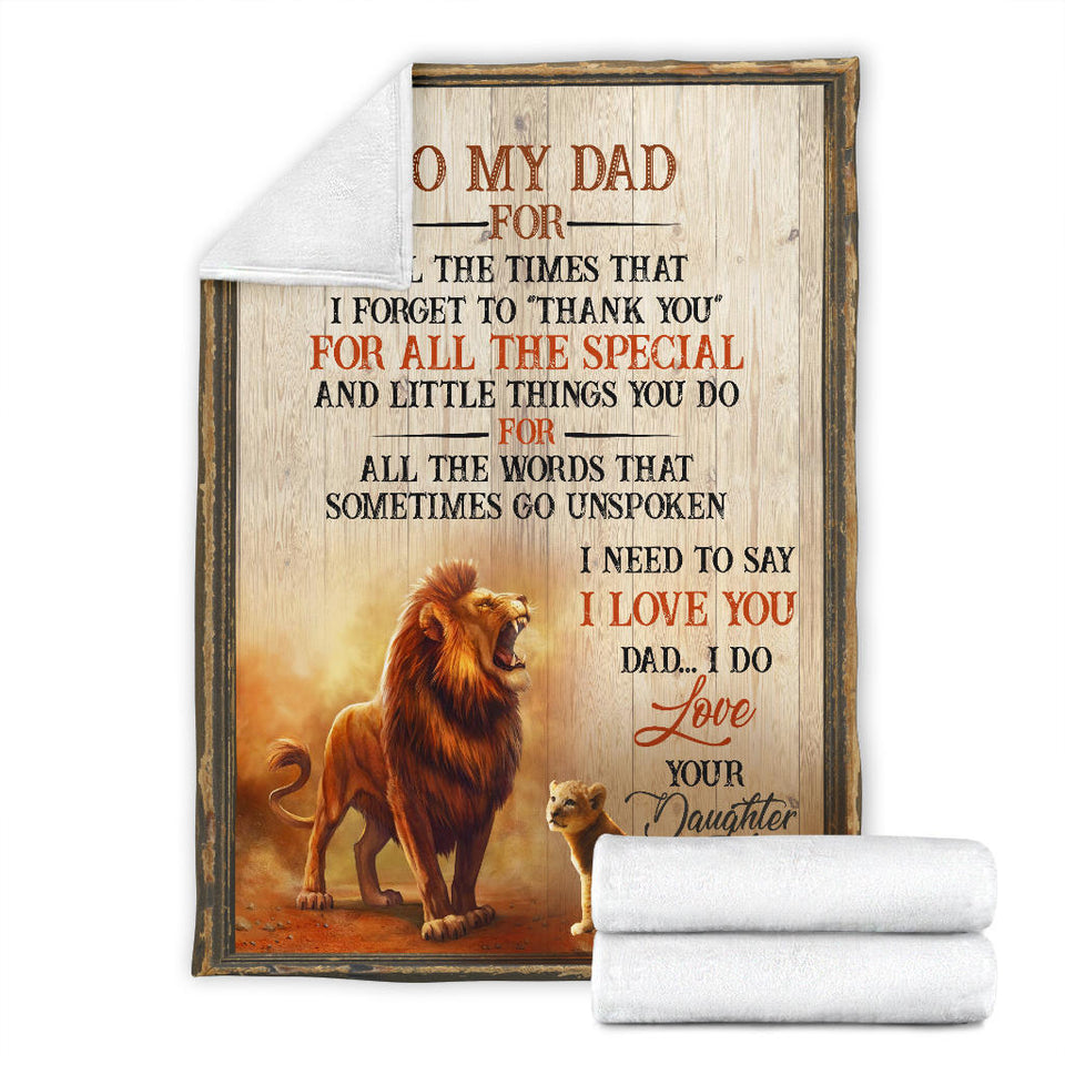 to My DAD Love Your Daughter Lion 3D Custom Fleece