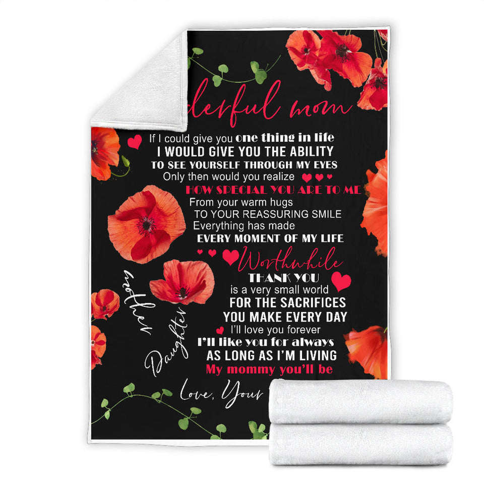 to My Wonderful MOM Blanket, to My Mom Blanket, to My Wonderful MOM How Special You are to ME 3D Pattern Custom Fleece Photo Blanket Fan Gift for Mom Mother - PL