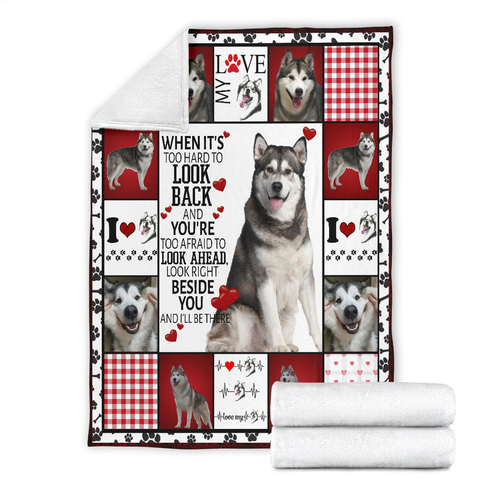 Husky Dog Fleece Throw Blanket Quilt I will always be by your side