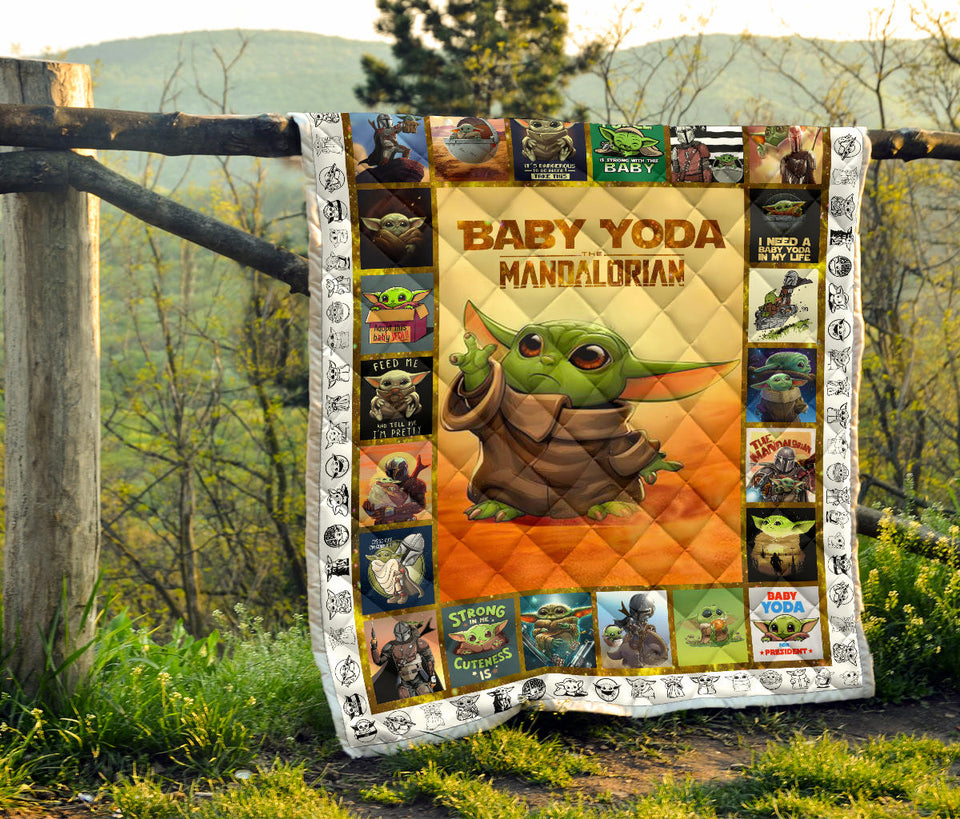 Baby Yo-da Quilt Star-Wars Quilt Mandalorian Quilt - Yo-da Funny Quilt Gift Idea For Men Women - Birthday Gift Quilt for Sofa Chair Bed Office Travelling Camping - Lap Blanket (45 x 50 inches) PL
