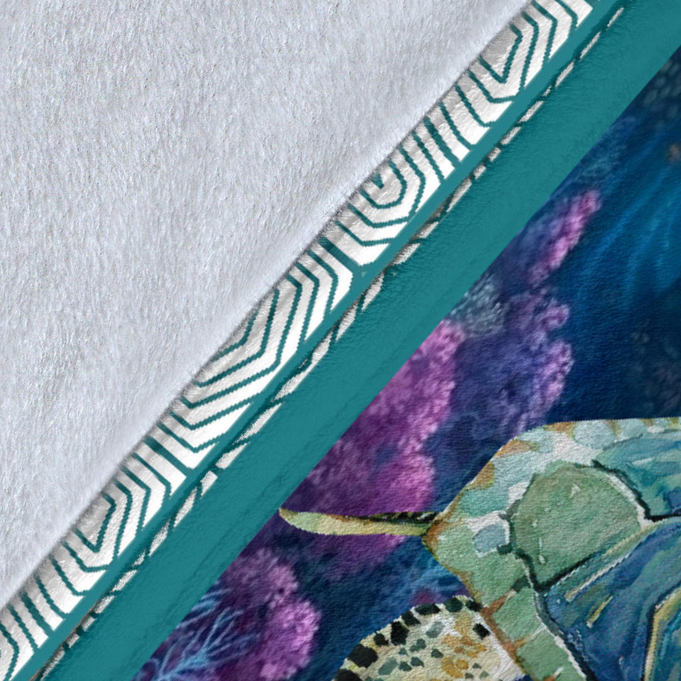 Turtle Swim With The Waves Lover Blanket