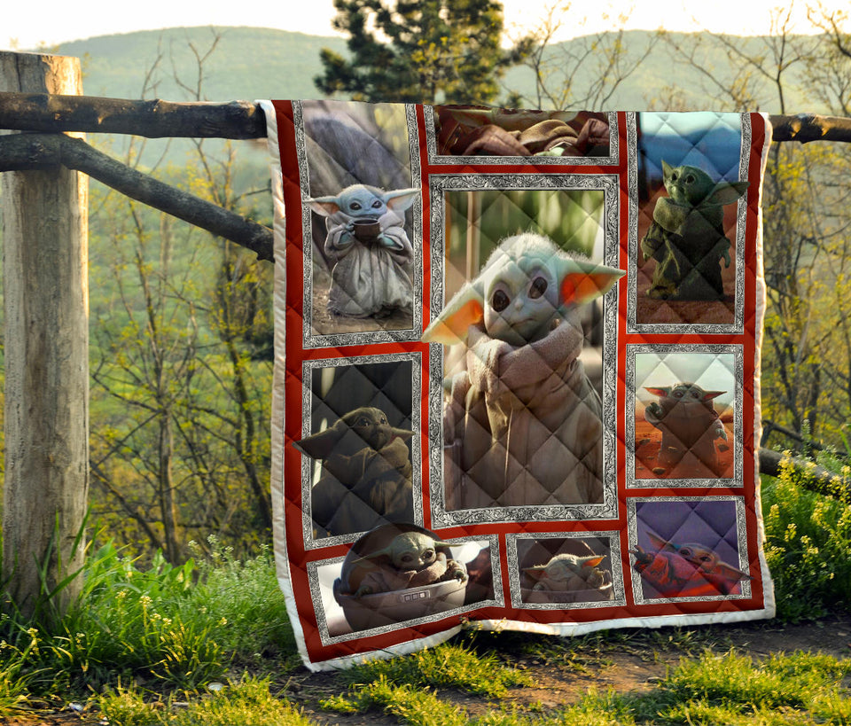 Baby Y-oda Quilt, Funny Quilt, Birthday Quilt Gift Idea for Men Women, Birthday Gift Quilt for Sofa Chair Bed Office Travelling Camping PL