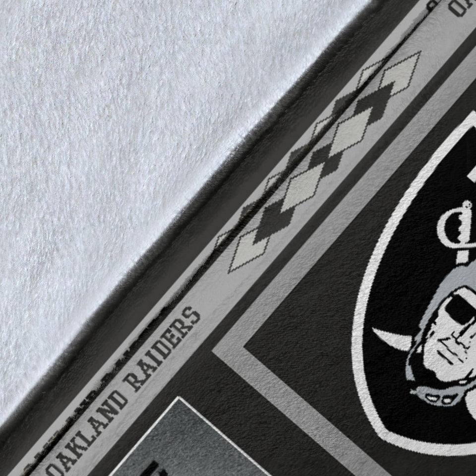 Oakland Raiders Quilt Blanket Fleece Sherpa Throw Blanket