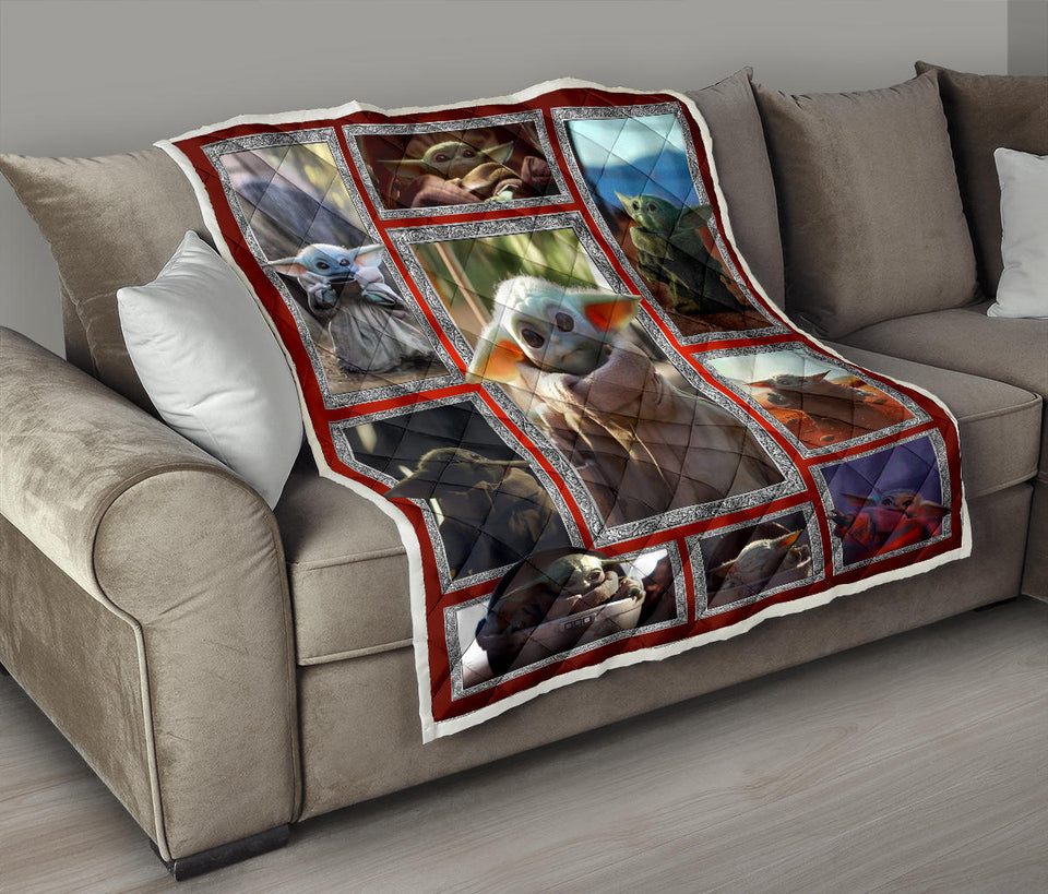 Baby Y-oda Quilt, Funny Quilt, Birthday Quilt Gift Idea for Men Women, Birthday Gift Quilt for Sofa Chair Bed Office Travelling Camping PL