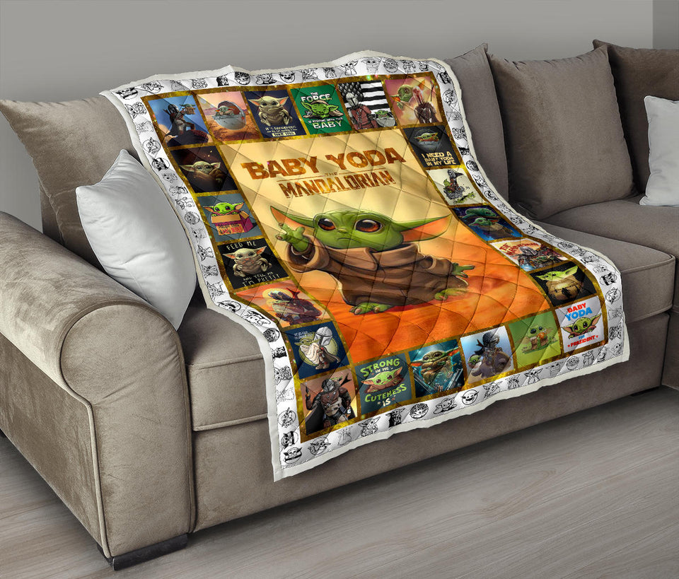 Baby Yo-da Quilt Star-Wars Quilt Mandalorian Quilt - Yo-da Funny Quilt Gift Idea For Men Women - Birthday Gift Quilt for Sofa Chair Bed Office Travelling Camping - Lap Blanket (45 x 50 inches) PL