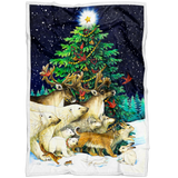 Christmas Tree Bear Reindeer Rabbit Wolf Blanket