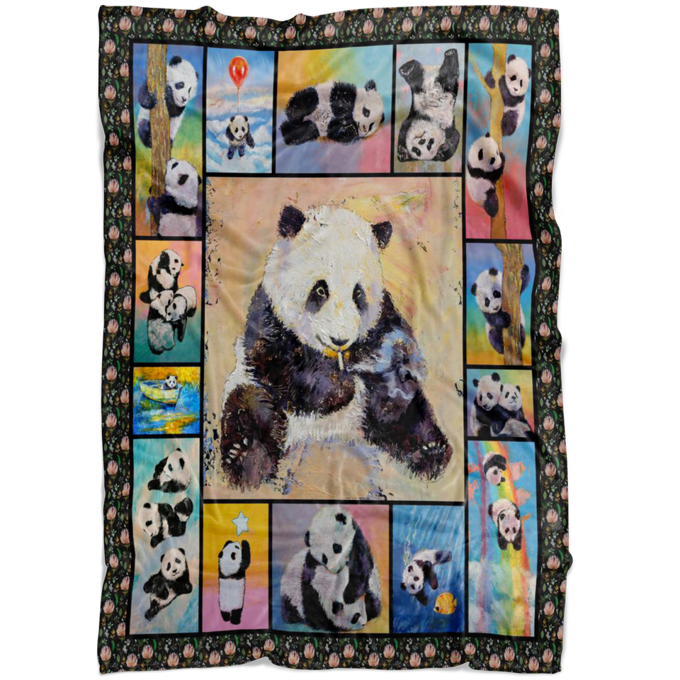 Panda Blankets and Throws - Green Panda 3