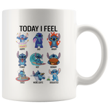 Stitch today I fell Coffee Mug 11OZ, today I fell Mug, today I feel Coffee Mug, today I feel mug, Stitch Coffee Mug - TL