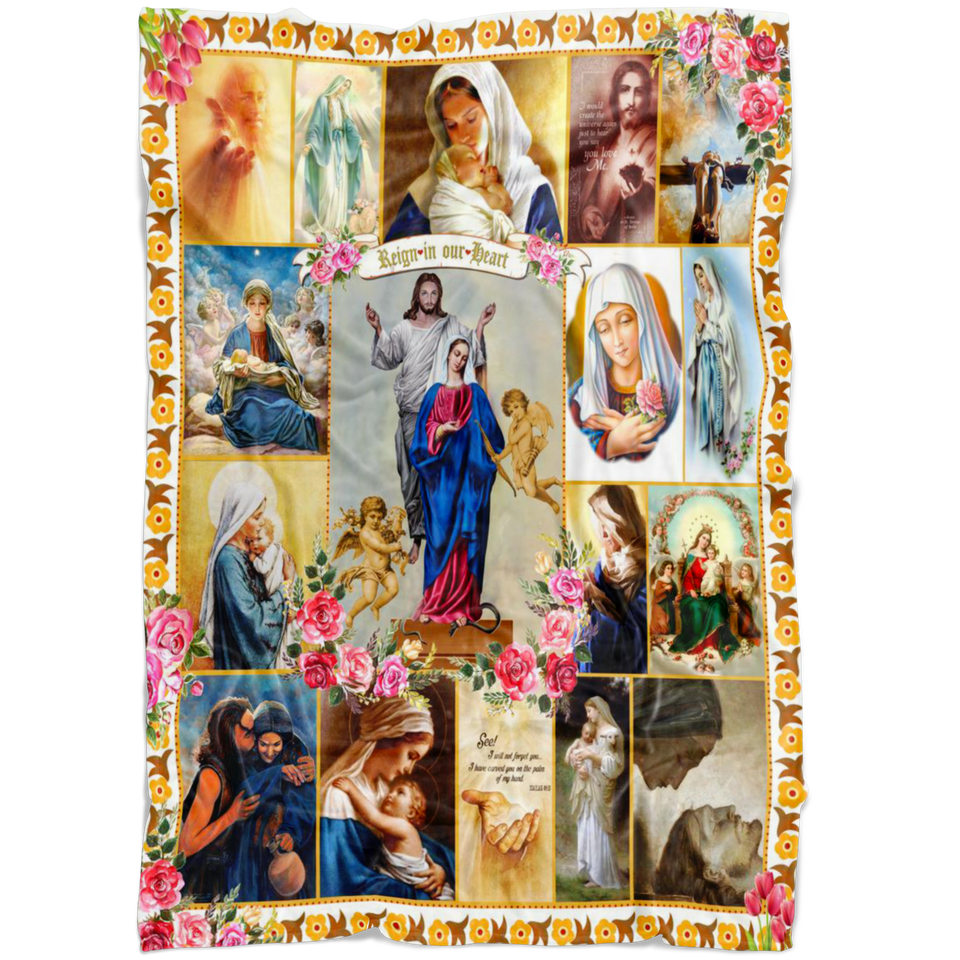 Jesus & Mary Reign In Our Heart Blanket