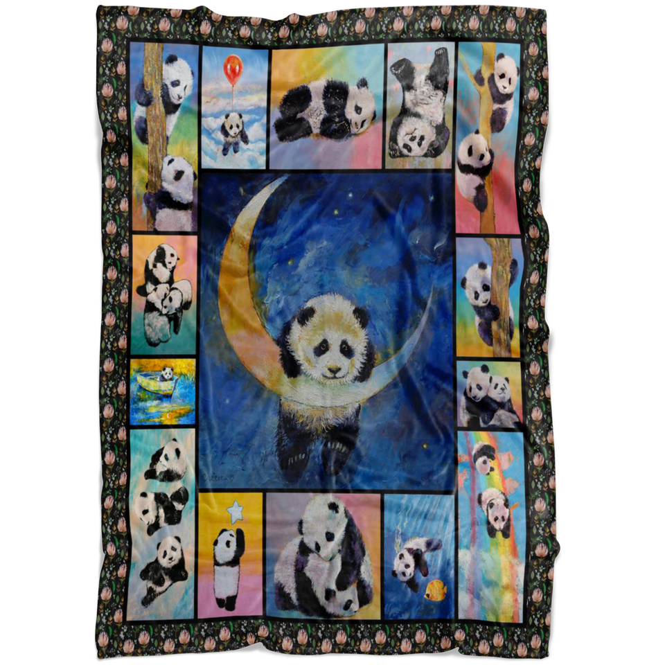Panda Blankets and Throws - Green Panda 2
