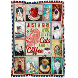 A Girl Who Loves Cats And Coffee Blanket