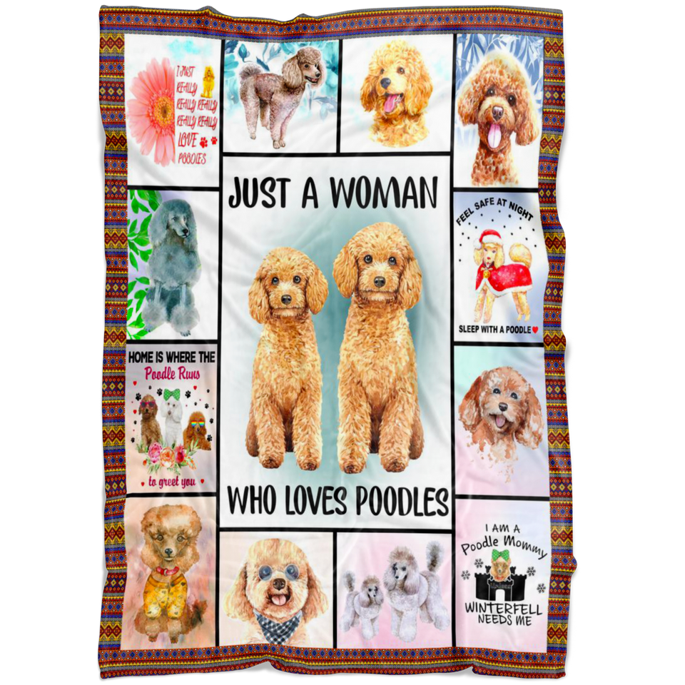 Just A Woman Who Loves Poodles Blanket