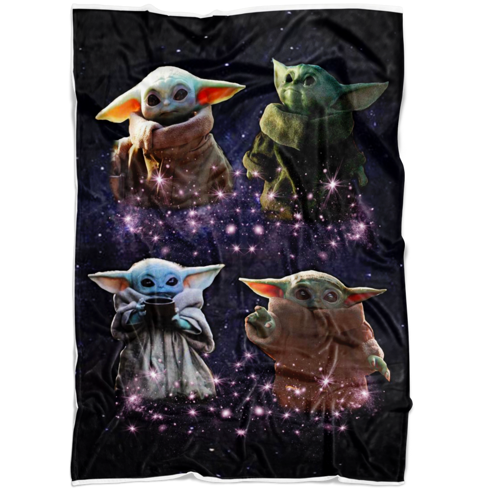 Baby Yoda Blanket, Star Wars Blanket - Cozy Plush Fleece, Sherpa Blanket (White) - TL