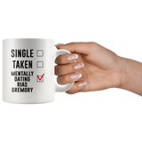Single Taken Mentally Dating Rias Gremory Coffee Mug, Funny Rias Gremory Cosplay Costume Lover Mug, Ideal Novelty Gift for High School DxD Fans Manga 11oz TL