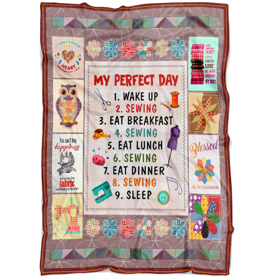 My Perfect Day, I Love Sewing Blanket copy