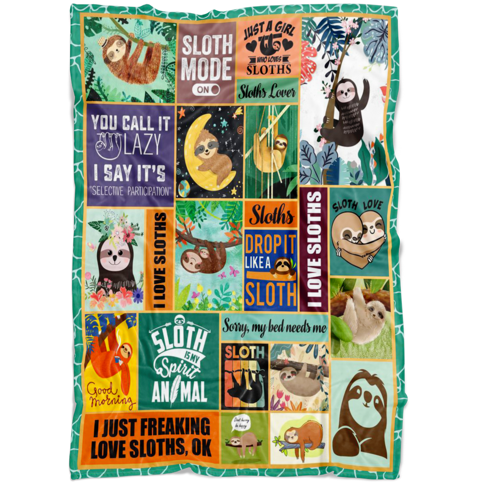 Sloth Throw Blankets - Green Sloth