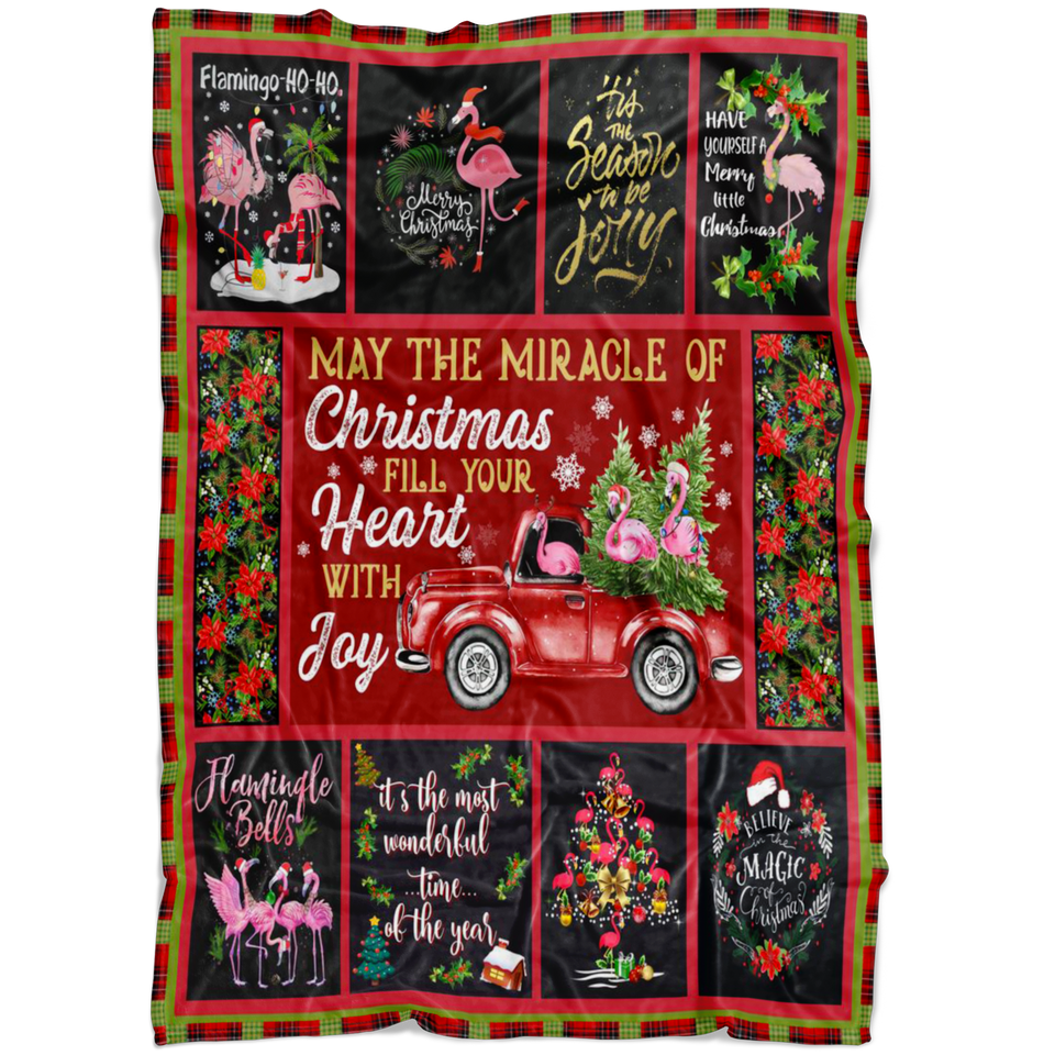 Merry Christmas Flamingo Blanket