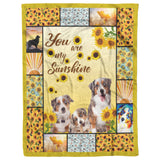 red merle Aussie Australian Shepherd Sunflower You Are My Sunshine Blanket copy