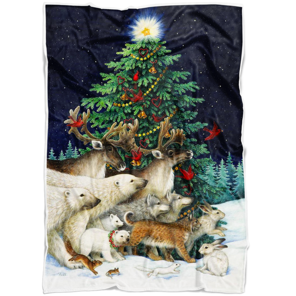 Christmas Tree Bear Reindeer Rabbit Wolf Blanket
