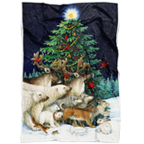 Christmas Tree Bear Reindeer Rabbit Wolf Blanket