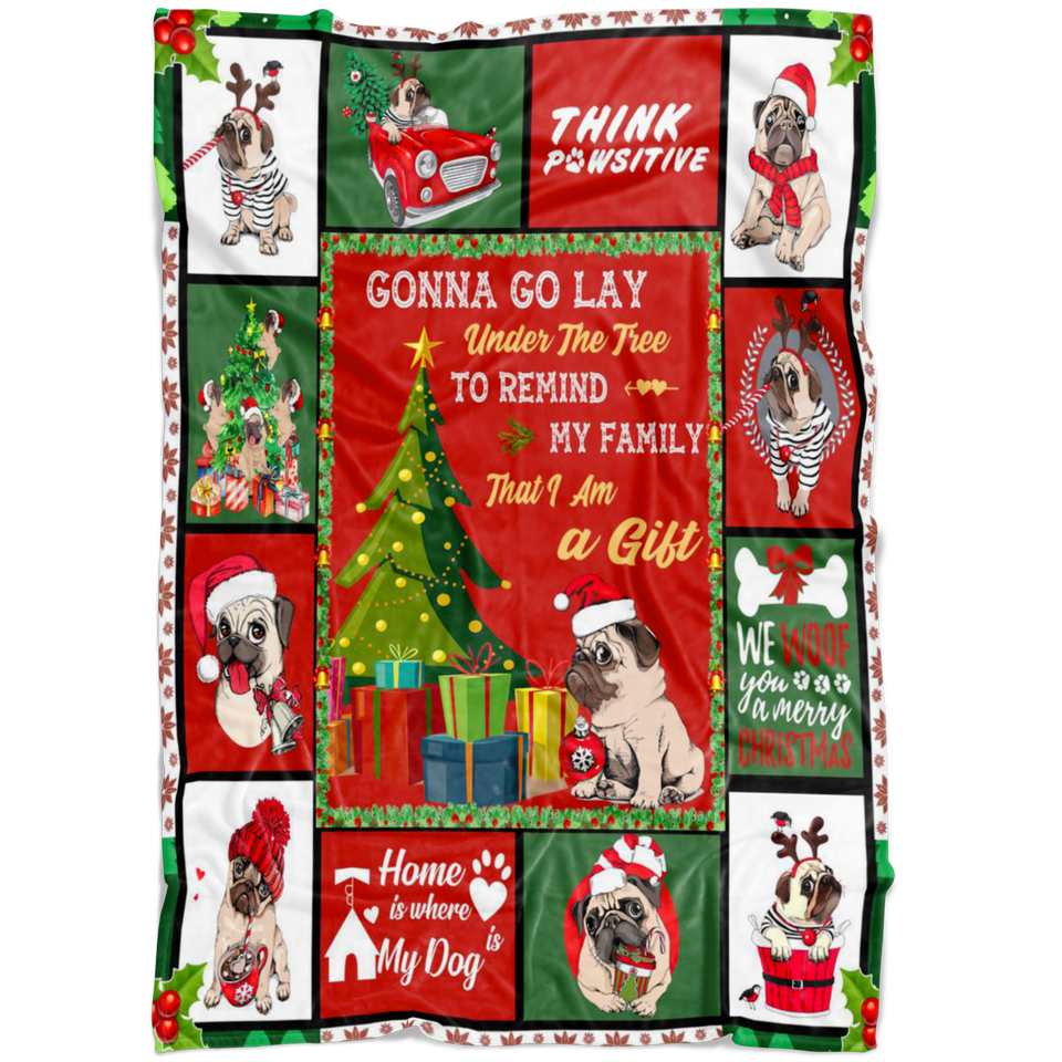 Pug Dog Christmas 3D Blanket