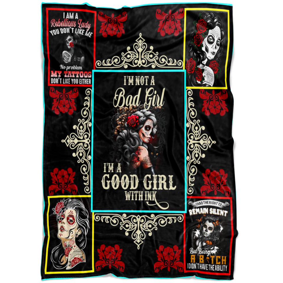 Sugar Skull Blanket Good Girl With Ink Quilt