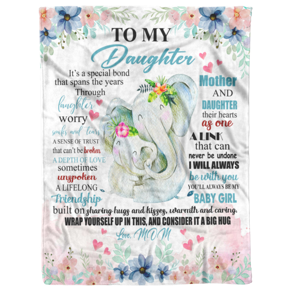 to My Daughter Blanket from Mom Elephant Throw with 1 Pillow Cover Blankets