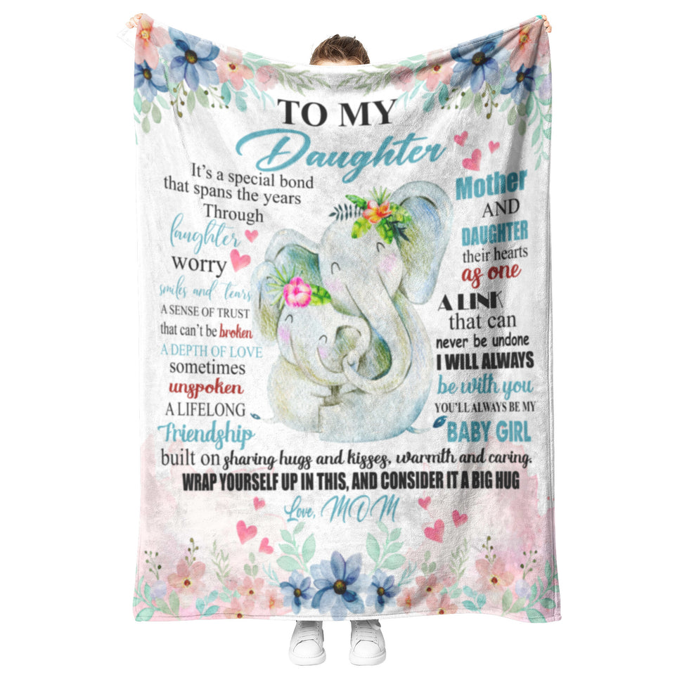 to My Daughter Blanket from Mom Elephant Throw with 1 Pillow Cover Blankets
