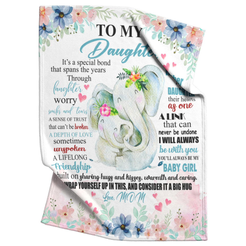 to My Daughter Blanket from Mom Elephant Throw with 1 Pillow Cover Blankets