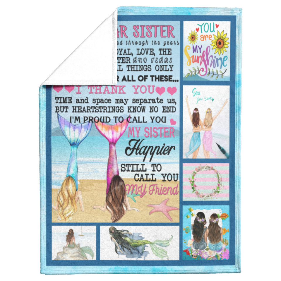 to My Sister Blanket Mermaid Throw Blanket Birthday Gifts to Sister from Sister