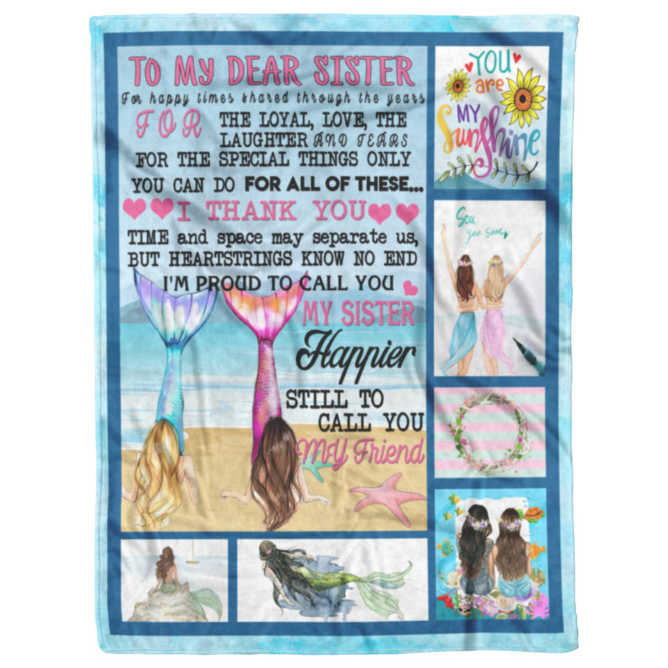 to My Sister Blanket Mermaid Throw Blanket Birthday Gifts to Sister from Sister