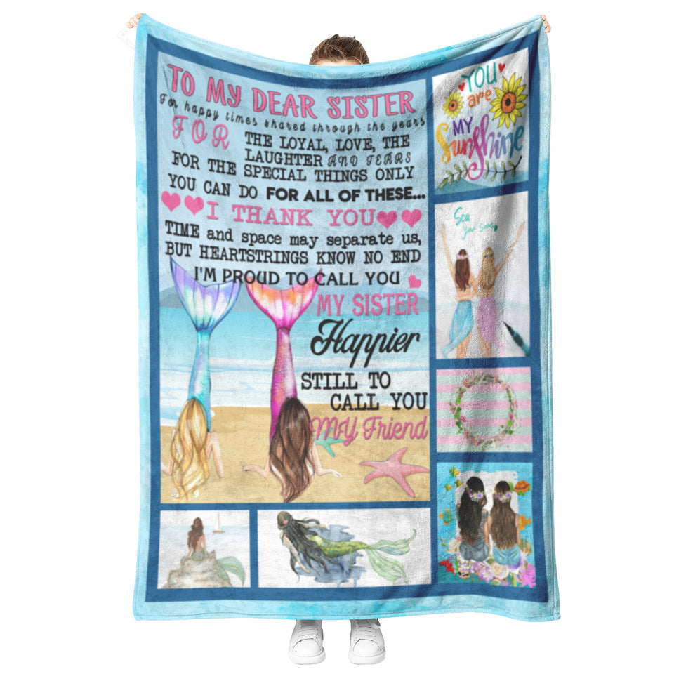 to My Sister Blanket Mermaid Throw Blanket Birthday Gifts to Sister from Sister