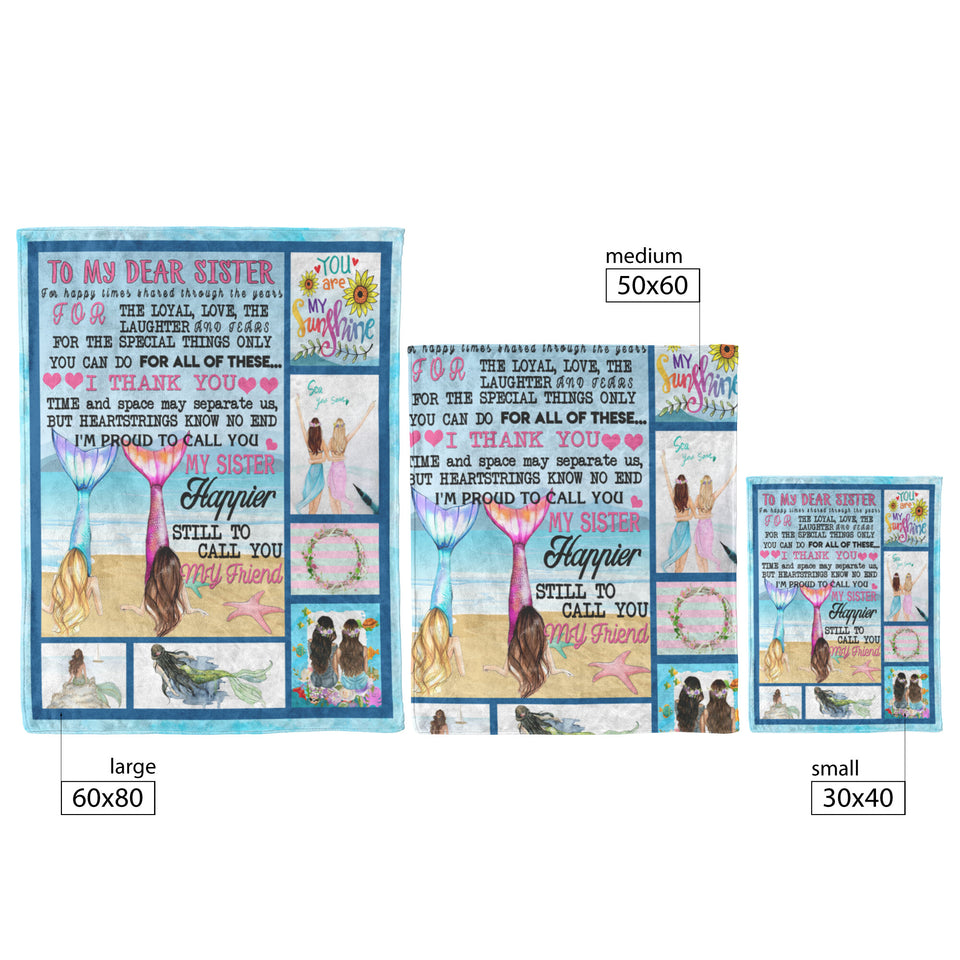 to My Sister Blanket Mermaid Throw Blanket Birthday Gifts to Sister from Sister