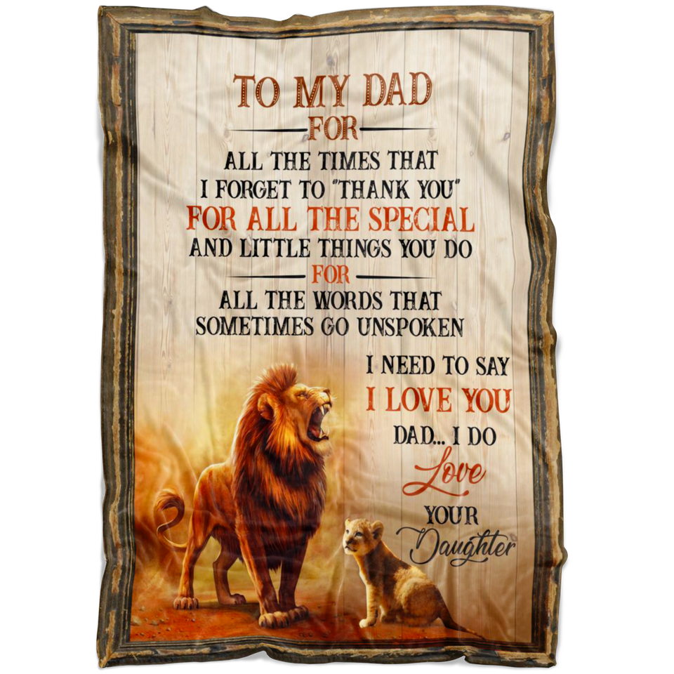to My DAD Love Your Daughter Lion 3D Custom Fleece
