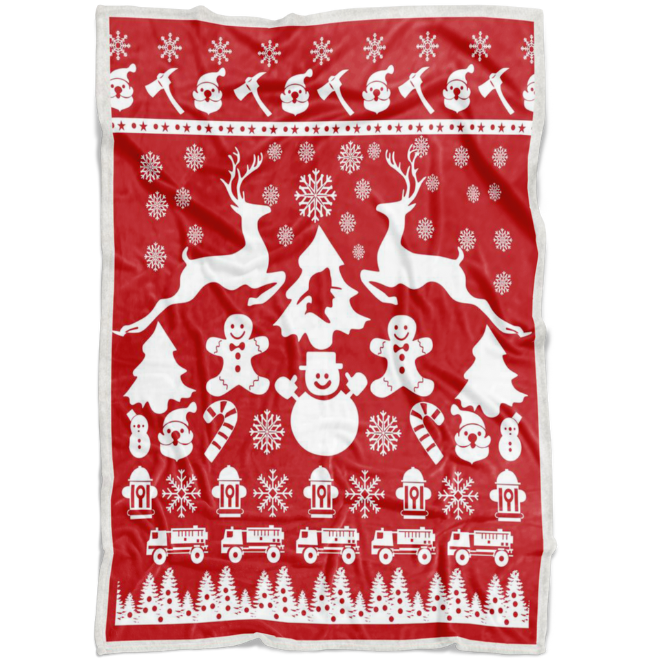 Ugly Christmas Holiday Firefighter Blanket copy